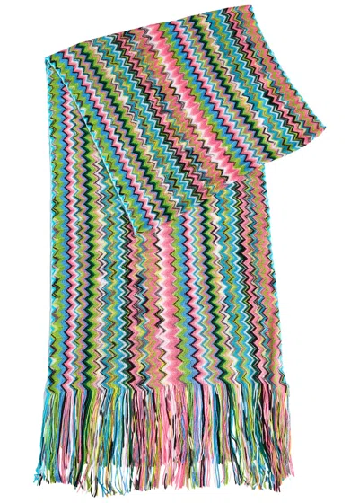 Missoni Zigzag-intarsia Fine-knit Scarf In Multi