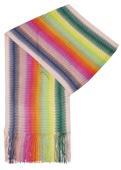 Missoni Zigzag-intarsia Fine-knit Scarf In Multicoloured 1