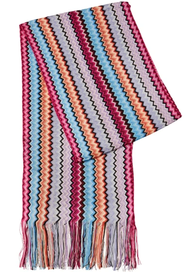 Missoni Zigzag-intarsia Fine-knit Scarf In Multi