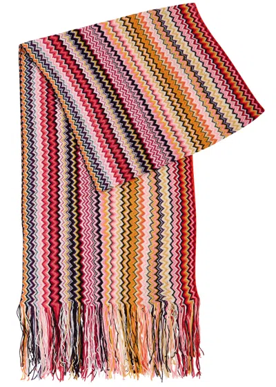 Missoni Zigzag-intarsia Fine-knit Scarf In Multi