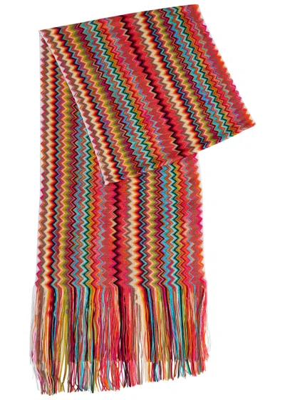 Missoni Zigzag-intarsia Fine-knit Scarf In Multi