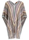 Missoni Multicolor Cape With Zigzag Motif In Lurex Blend Woman In Gold