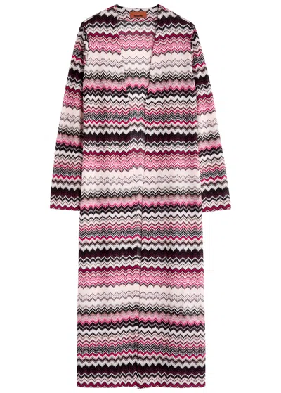 Missoni Zigzag-intarsia Metallic-knit Cardigan In Multicoloured