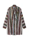 Missoni Zigzag Pattern Long Sleeve High Neck Dress In Multicoloured