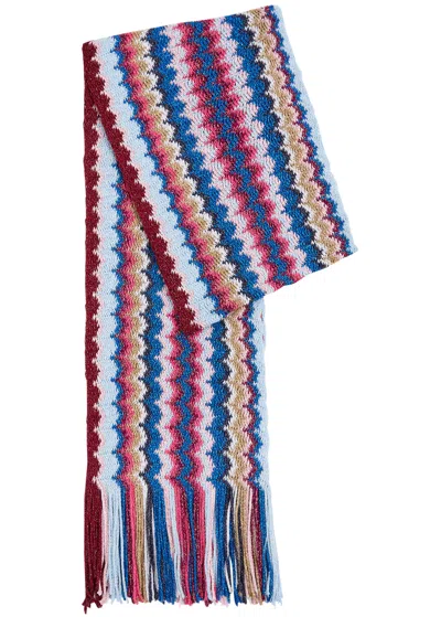 Missoni Zigzag-intarsia Metallic-knit Scarf In Multicoloured