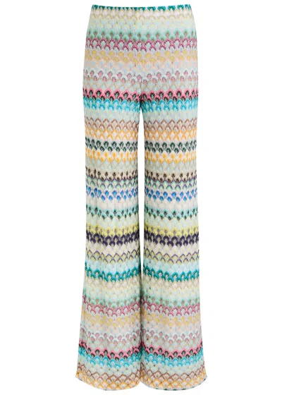 Missoni Zigzag-intarsia Wide-leg Open-knit Trousers In Multicoloured