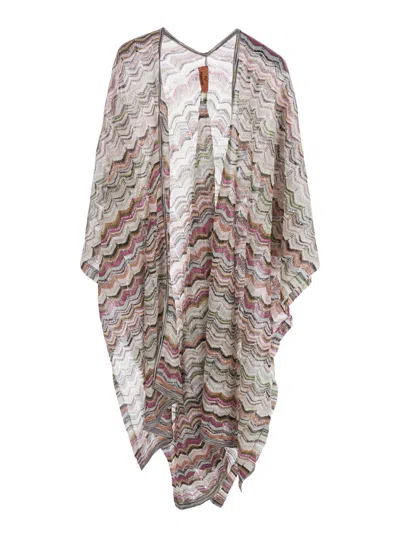 Missoni Zigzag Jacquard Cape In Beige