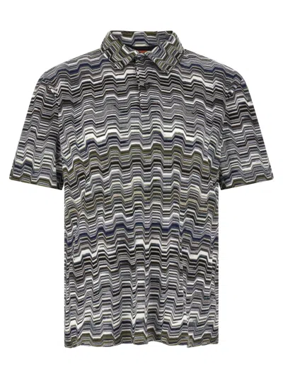 Missoni Zigzag Jacquard Polo In Charcoal
