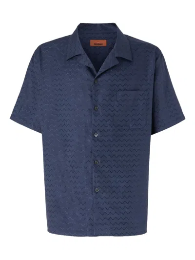 Missoni Zigzag-jacquard Shirt In Blue