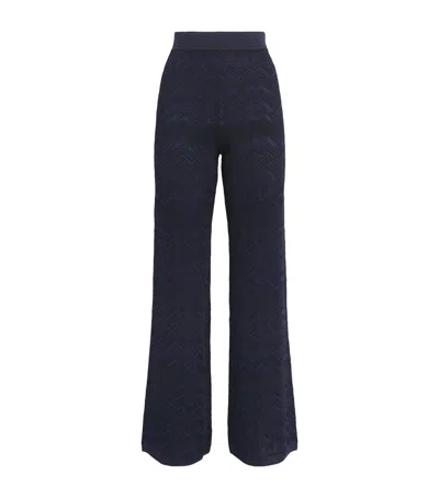 Missoni Zigzag Jacquard Straight Trousers In Navy