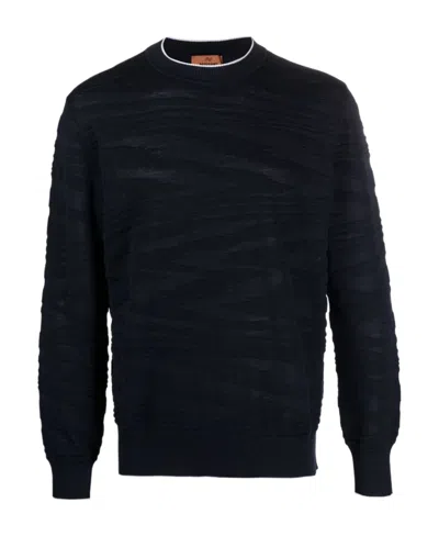 Missoni Zigzag-jacquard Wool-blend Jumper In Black