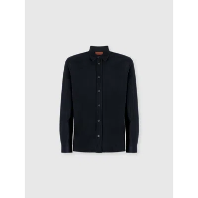 Missoni Zigzag Jersey Cotton Shirt Tone On Tone In Blue