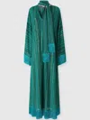 Missoni Zickzack-kaftan Mit Pailletten Und V-ausschnitt Und Abnehmbarem Schal Mit Fransen In Green