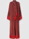 Missoni Zickzack-kaftan Mit Pailletten Und V-ausschnitt Und Abnehmbarem Schal Mit Fransen In Red