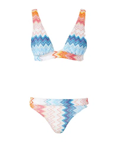 Missoni Zig Zag Lamé Viscose-blend Bikini In Multicoloured