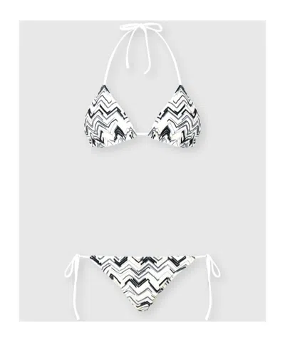 Missoni Chevron Knit Halterneck Bikini In Black