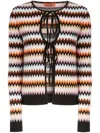 Missoni Striped Wool Knit Self-tie Cardigan In Brown