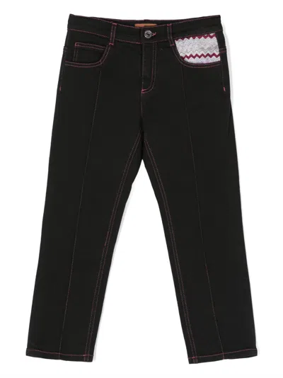 Missoni Kids'  Jeans Nero In Denim Di Cotone Bambina In Black