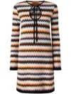 Missoni Striped Wool Knit Long Sleeve Mini Dress In Brown