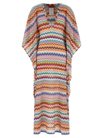 MISSONI ZIGZAG KNIT DRESS DRESSES MULTICOLOR