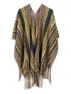 Missoni Multicolor Cape With V Neck And All-over Zigzag Motif In Viscose Blend Woman In Multi