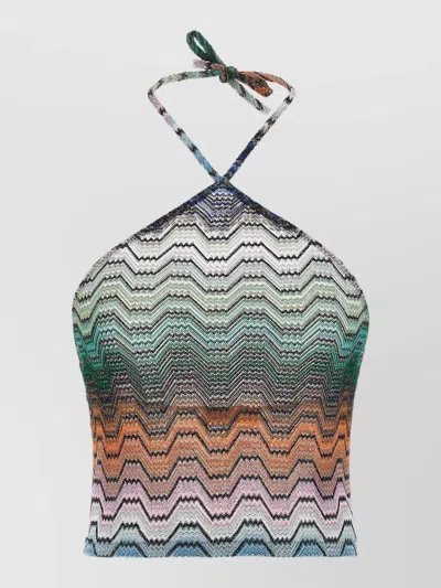 Missoni Zigzag Knit Halter Swimwear Top In Multi
