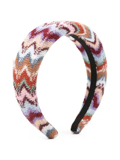 Missoni Zigzag Knit Headband In Brown