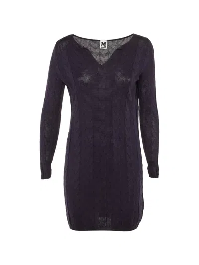 Pre-owned Missoni Zigzag Knit Mini Dress In Purple