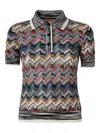 Missoni Zigzag Knit Polo Top In Multi