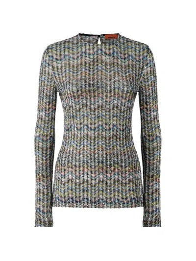 Missoni Zigzag Knit Sweater In Blue