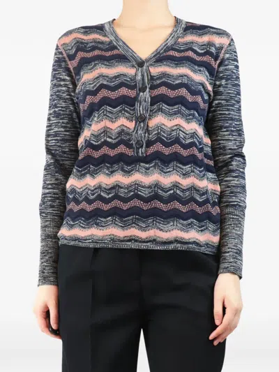 Pre-owned Missoni Zig-zag Knit Sweater In Gray