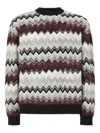 Missoni Crew Neck Sweater With Flame Zigzag Pattern In White