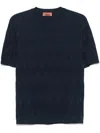 Missoni Wave-pattern Crew-neck T-shirt In Blue