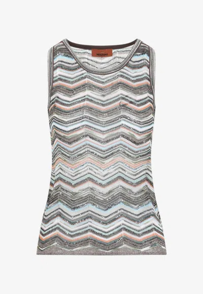 Missoni Zigzag Knit Tank Top In Multicolor