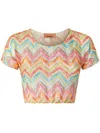 Missoni Printed Tulle Crop Top In Orange