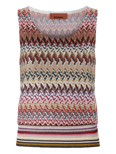 Missoni Zigzag Knit Top In Red