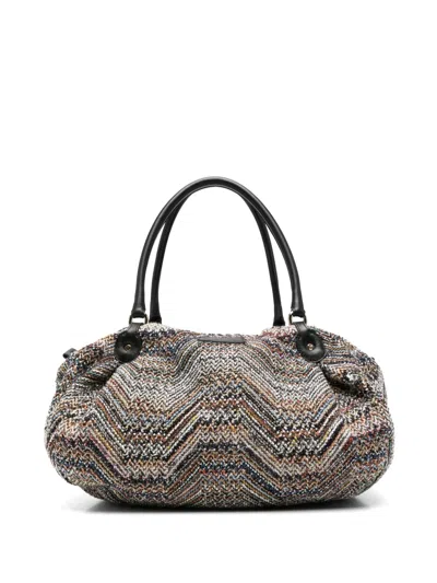 Missoni Zigzag Knit Tote Bag In Purple