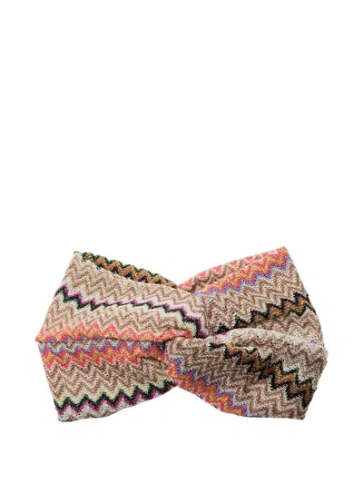 Missoni Zigzag Knitted Headband In Neutral
