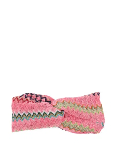 Missoni Zigzag-knitted Headband In Pink