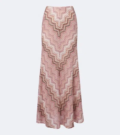 Missoni Zigzag Knitted Maxi Skirt In Pink