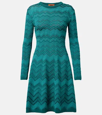 Missoni Zigzag Knitted Minidress In Green