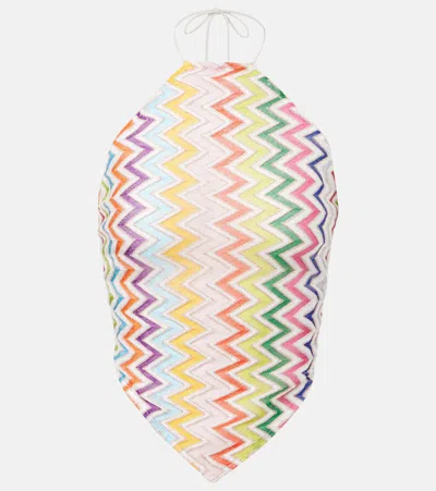 Missoni Zigzag Knitted Open-back Halterneck Top