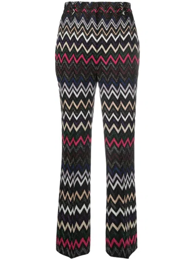 Missoni Zigzag Knitted Trousers In Black