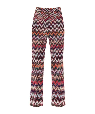 Missoni Zigzag Knitted Trousers In Multicolor