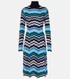Missoni Zigzag Knitted Turtleneck Midi Dress In Multicoloured