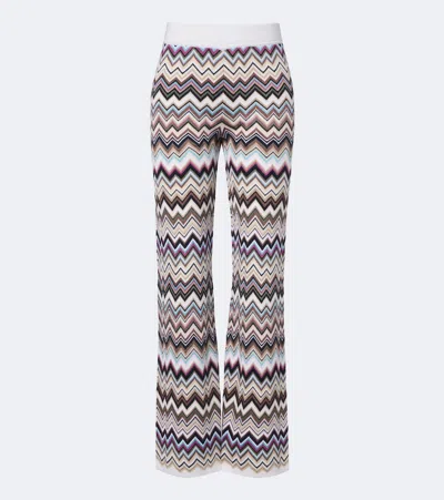 Missoni Striped Crochet-knit Straight-leg Pants In Multi