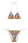 Missoni Multicolor Bikini With Adjustable Tie Closure And All-over Zigzag Motif In Viscose Blend Woman In Multi