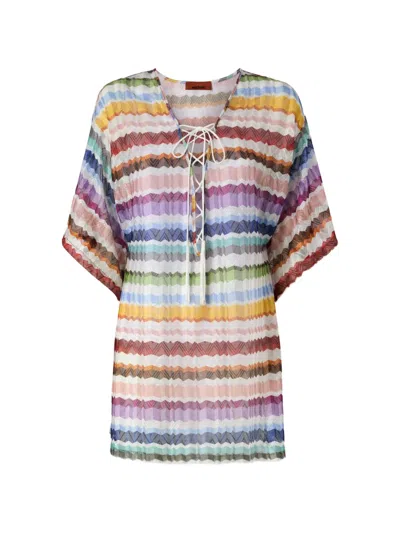 Missoni Zigzag Lace-up Kaftan In Multi