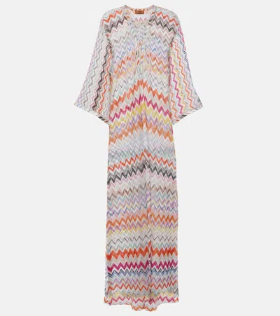 Missoni Zigzag-woven Kaftan Beach Dress In Tan