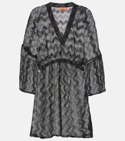 Missoni Zigzag Lamé Beach Dress In Black